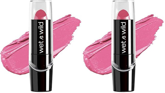 wet n wild Silk Finish Lipstick,Hydrating Rich Buildable Lip Color,Formulated with Vitamins A,E,& Macadamia for Ultimate Hydration,Cruelty-Free & Vegan - Pink Ice,(Pack of 2)