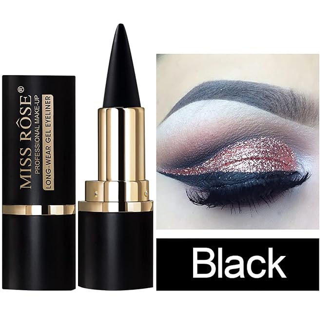Miss Rose M Gel Eyeliner, Black Eyeliner Pencils, delineador de ojos contra el agua, Easy to Use, Eye Makeup for Women (Black)