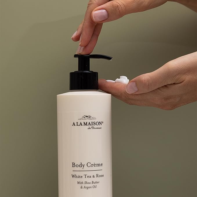 A LA MAISON Body Crème – Jasmine & Santal – Shea Butter Body Lotion with Argan & Avocado Oils – Rich, Nourishing French Formula for Dry Skin – 12 oz – Amber Collection
