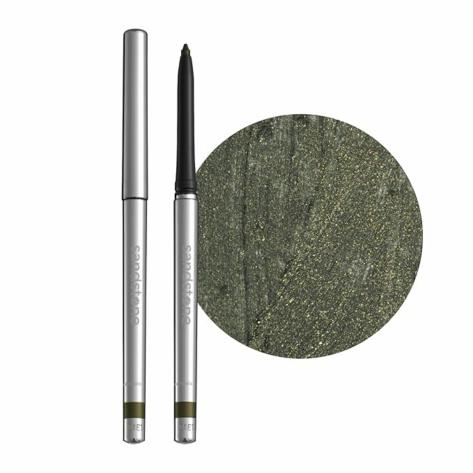 Sandstone Scandinavia Hypoallergenic Waterproof Metallic Eyeliner Pencil – Green – Fragrance-Free, Vegan – Smudge-Proof Eye Liner for Sensitive Eyes