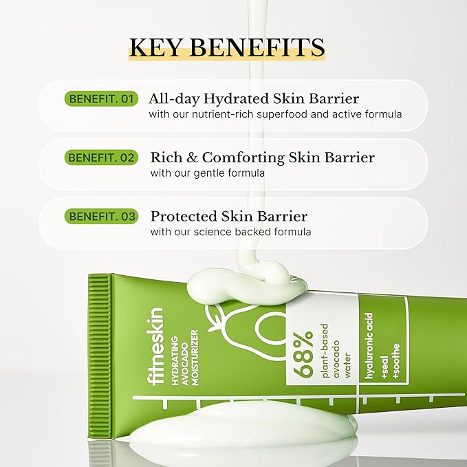 Hydrating Avocado Moisturizer, 1.7 Fl Oz (50ml) – Avocado Fruit Water + Hyaluronic Acid, Vitamin B3 & Pro-Vitamin B5 – Creamy-Soft Barrier Hydration, Fragrance-Free, Vegan Korean Skincare