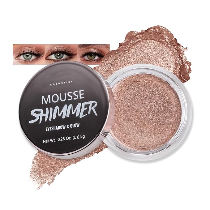 Erinde Shimmer Cream Eyeshadow, Highlighter Creme Eye Shadow Palette, Waterproof Long Lasting, Soft Shimmer Glitter Eye Brightener Makeup,Vegan & Cruelty, 08 Rose Gold