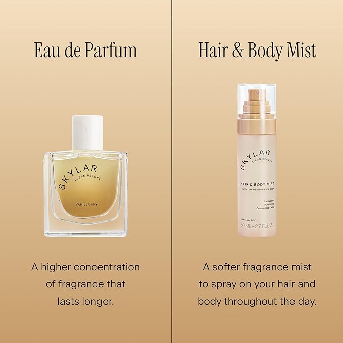 Skylar Vanilla Sky Hair & Body Mist | Hypoallergenic & Clean Fragrance | Vegan, Cruelty Free, and Safe For Sensitive Skin | 80 ML, 2.7 Fl Oz