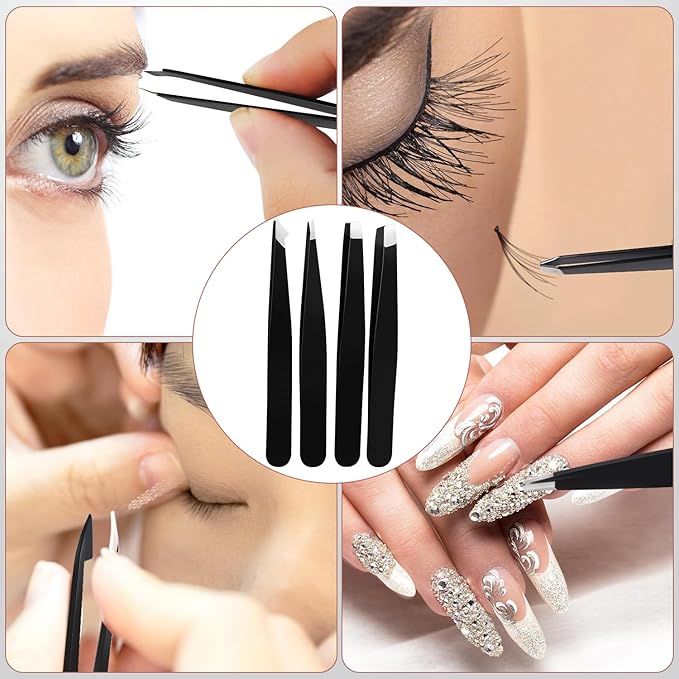 Blackhead Remover Tools, 8 Pack Pimple Popper Tool Kit, 4 Pack Tweezers Set, Quickly and Easily Removes Acne and Blackheads, Precision Eyebrow Tweezers for Facial Hair