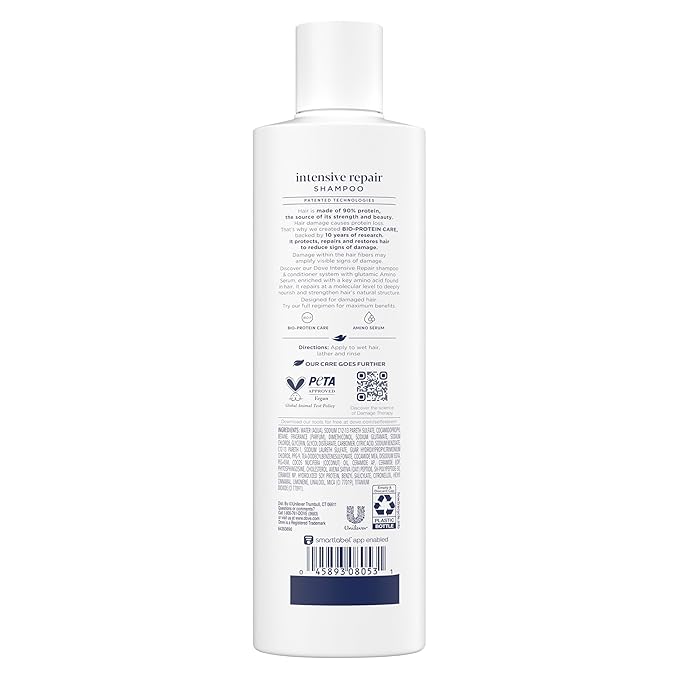 Dove Shampoo Intensive Repair for Damaged Hair with Bio-Protein Care Technology and Amino Serum 12 Fl Oz,(Pack of 8)