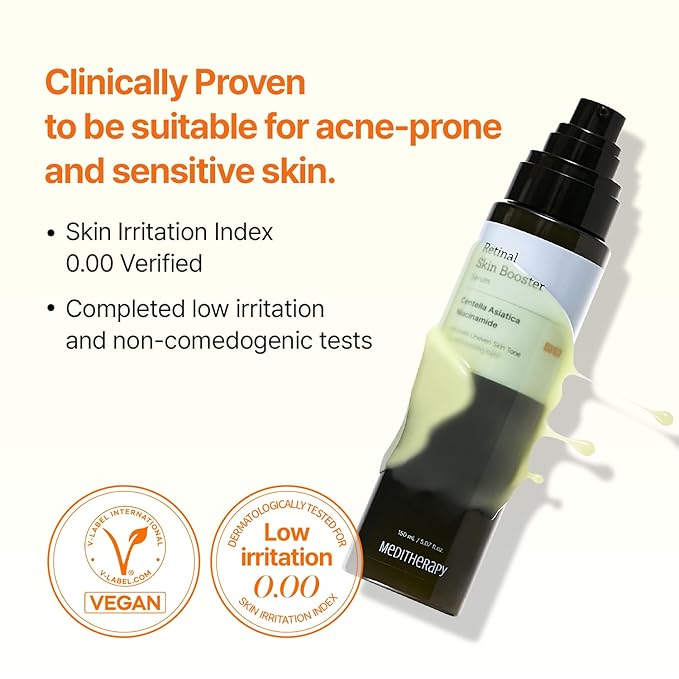 MEDITHERAPY Retinal Skin Booster Serum – Gentle Daily Serum for Beginners, Lightweight Face & Body Serum – Smooth Texture & Pore Care – Korean Skincare, 5.07 Fl. Oz