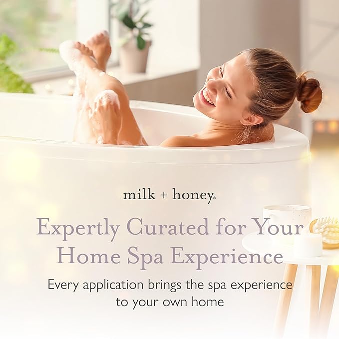 milk + honey No. 8 Calming Bath Soak – Moisturizing Epsom Salt with Lavender & Eucalyptus – Relaxing Aromatherapy Soak for Sore Muscles, Dry Skin & Stress Relief – 10 oz