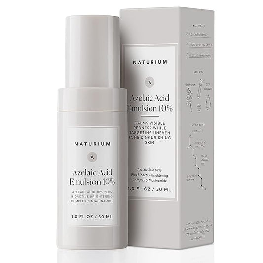Naturium Azelaic Acid Emulsion 10% Plus Bioactive Complex & Niacinamide, Anti-Aging Skin Care, 1 oz