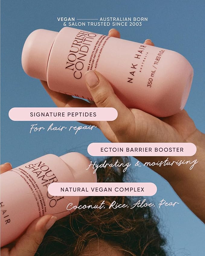 NAK Signature Nourish Condition 350ml - Color Protect Hair Conditioner - Moisturizing & Detangling for Color Treated & Damaged Hair with Peptides & Coconut Oil - Vegan