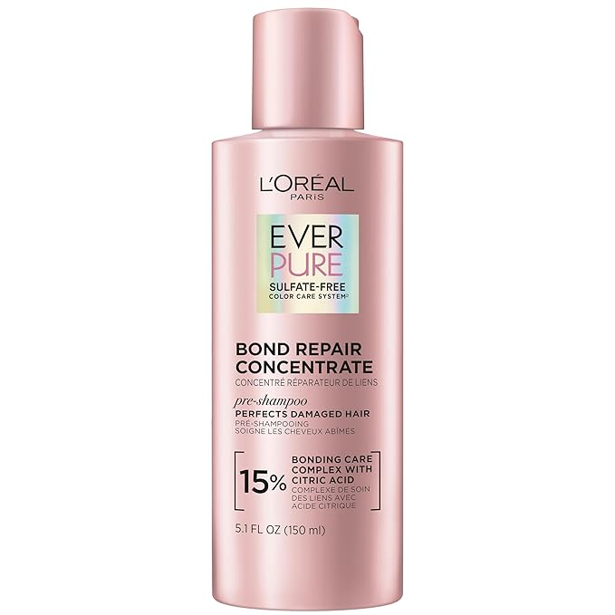 L'Oreal Paris Sulfate Free Bond Repair Pre Shampoo Treatment, Hair Repair for Colored, Bleached or Damaged Hair, EverPure, 5.1 Fl Oz