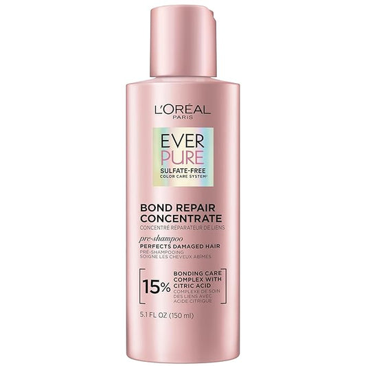 L'Oreal Paris Sulfate Free Bond Repair Pre Shampoo Treatment, Hair Repair for Colored, Bleached or Damaged Hair, EverPure, 5.1 Fl Oz