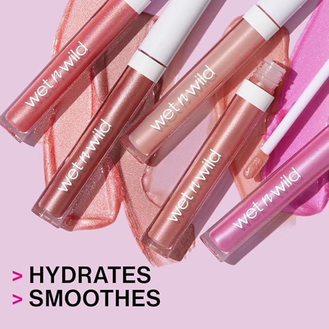 wet n wild MegaSlicks Lip Gloss, Ultra-Glossy, Vitamin-E Enriched, Ultra-Gloss High Shine Moisturizing, Cruelty-Free & Vegan - Rasp-berry Voice