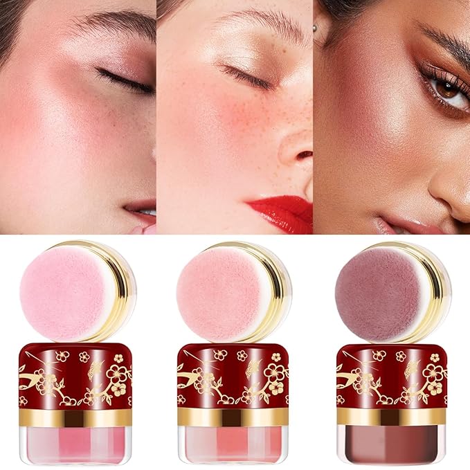 Powder blush 3 Color Set, face blushes makeup for Cheeks, Lightweight, Smooth, Vegan & Cruelty-Free, Coral Red-Peach Color-Autumn Berry