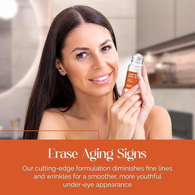 Bella Beauty Vitamin C Under Eye Roller Serum - Dermatologist Tested, Anti Aging, Korean Skin Care - Helps Minimize Dark Circles, Puffiness, Fine Lines - Vegan, Clean Beauty, Cruelty Free - Pack of 2