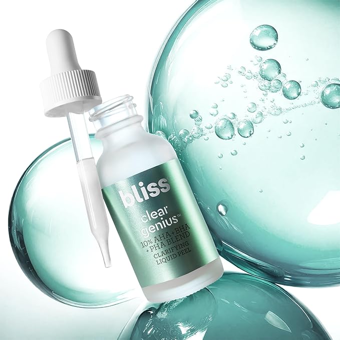 Bliss Clear Genius Clarifying Overnight Liquid Peel - 1 Fl Oz - Clear Pores & Exfoliate Skin - Non-Irritating - Clean - Vegan & Cruelty-Free