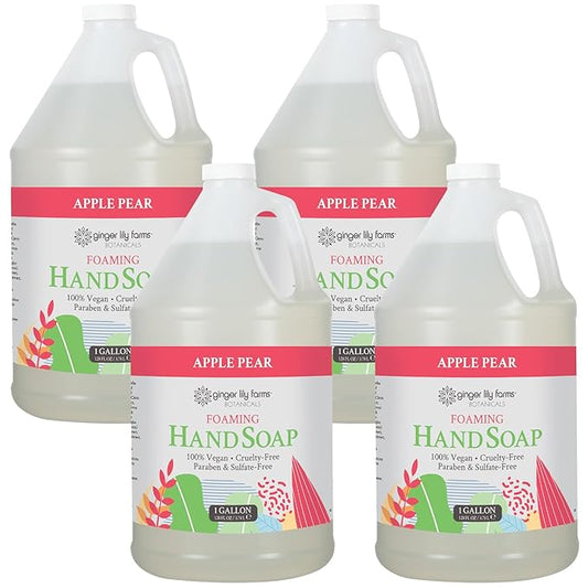 Ginger Lily Farms Botanicals All-Purpose Foaming Hand Soap Refill, 100% Vegan & Cruelty-Free, Apple Pear Scent, 1 Gallon (Pack of 4)