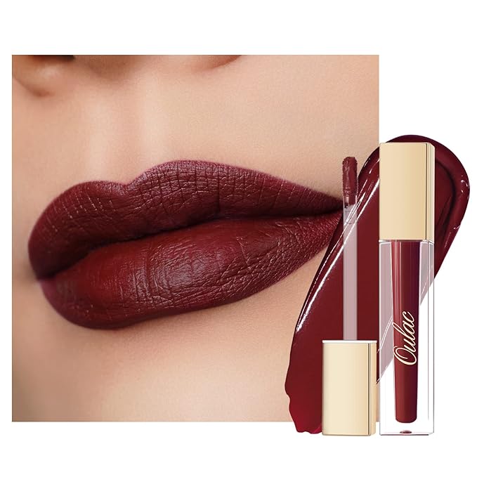 Oulac Dark Red Lipstick Matte for Women, Long Lasting Lipsticks Smudgeproof Dark Liquid Lipsticks, Waterproof Lip Stain, No Transfer, Vegan & Cruelty-Free M18