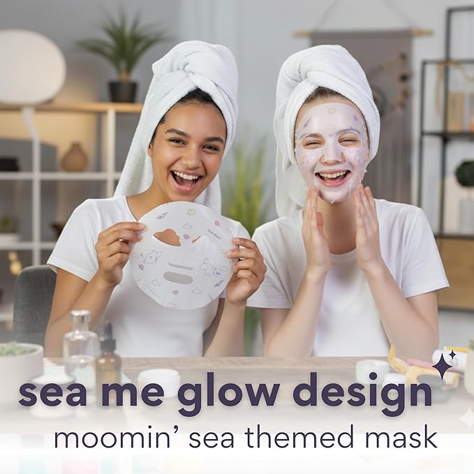 dearcloud Moomin' Sea Me Glow Dew Essence Face Mask, Korean Sheet Mask - Allantoin, Niacinamide & Cica (3 Count)