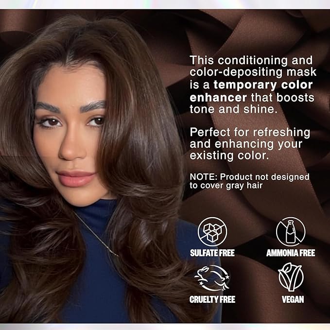 IGK Hair Gloss Toner & Depositing Mask + At-Home Color Tool Set | Brown Bella Chocolate Brown | Semi-Permanent Shine + Tone | Salon-Quality Application