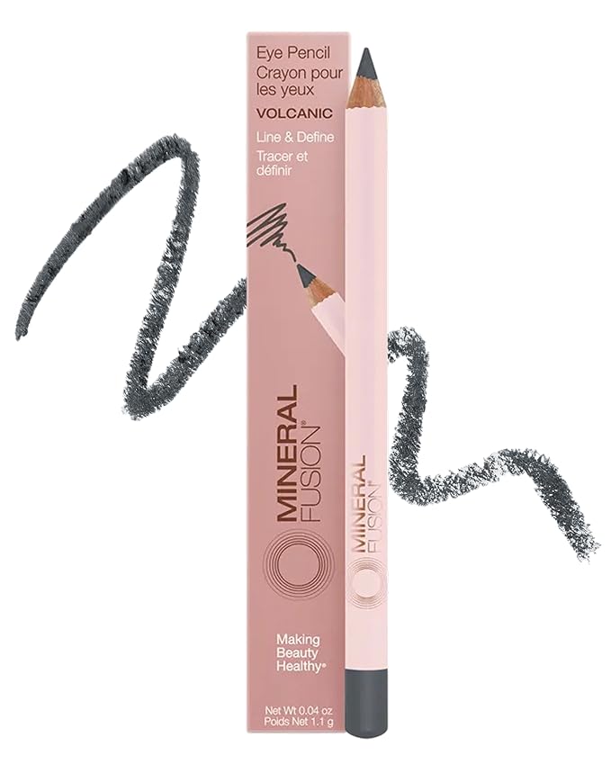Mineral Fusion Eye Pencil (Grey - Volcanic) - Eyeliner with Soothing Chamomile, Meadowfoam & Vitamin E - Smooth & Long Lasting, Hypoallergenic, Non-Irritating Eye Makeup