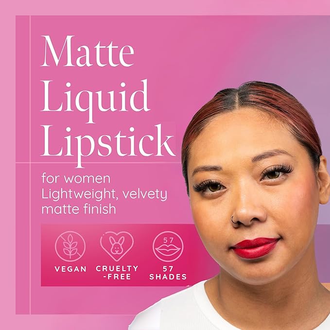 Aromi True Red Matte Liquid Lipstick | Bold Red Lip Color with Blue Undertones, Smudge Proof, Long Lasting, Vegan and Cruelty-free (Flamenco Red) | Made in USA, Small Batch, Highly Pigmented, Waterproof, Handmade