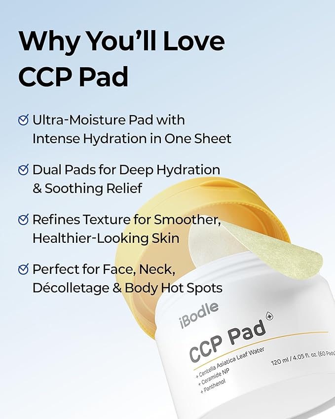 CCP Pads, Korean Hydrating for Damaged skin Barrier, Cooling & Soothing Centella Facial pads, Vegan Skincare for Sensitive Skin, 60 pads