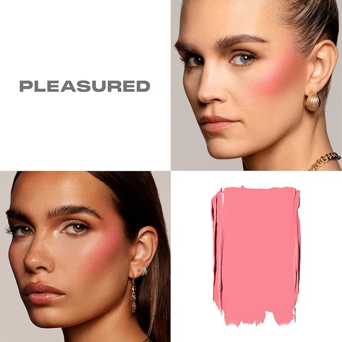 Morphe Huephoric Rush 3-in-1 Silk Cream Blush - Cream-to-Matte Buildable Blush for Cheeks - Primes, Hydrates & Blurs Skin for a Supple-Matte Finish - Pleasured (0.28 Ounce)