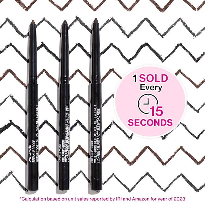 wet n wild Mega Last Breakup Proof Waterproof Retractable Gel Eyeliner - Ultra Pigmented 16-Hour Long Wear, Smudge Proof Satin Finish Formula, Cruelty-Free & Vegan - Dark Brown