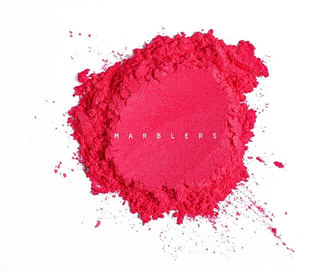 MARBLERS Fine Synthetic Mica Powder [Hot Pink] 0.11oz (3g) | Highly Pigmented | Non-Toxic, Vegan, Cruelty-Free | Lip Gloss, Lipstick, Bath Bomb, Nail Polish, Nail Art | Party, Body, Face Makeup