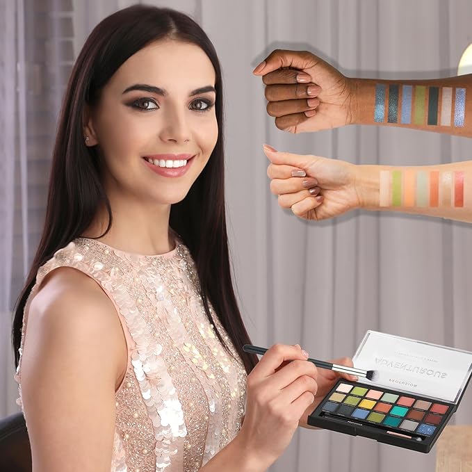 Profusion Cosmetics 21 Shades Eyeshadow Palette with Brush – Blendable Matte, Shimmer & Metallic Shades in Bold Neutrals and Vibrant Hues, Travel-Friendly Makeup Kit for Women & Teens