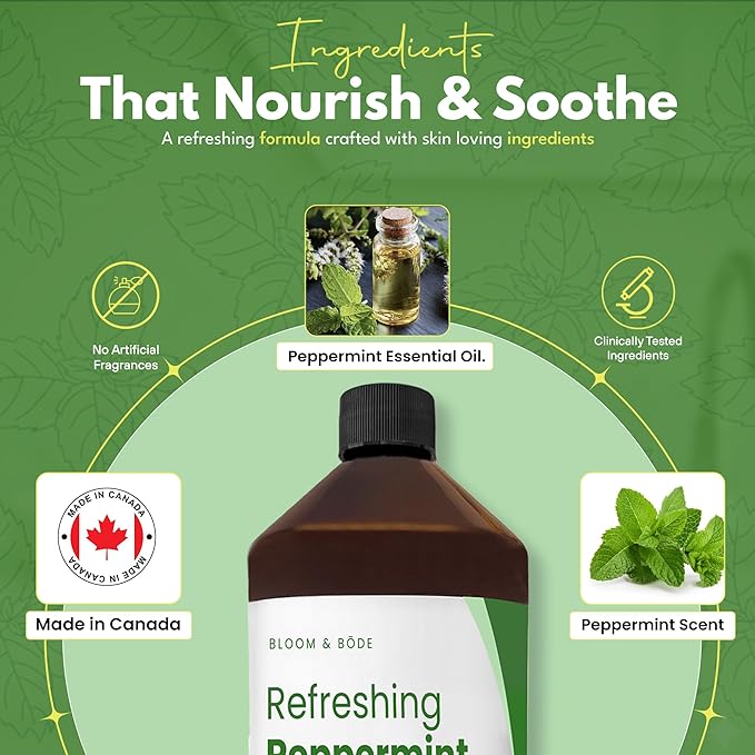 Luxury Foaming Bath - Natural Scented Bubble Bath - with Essential Oils and Epsom Salt - Refreshing Peppermint Scent, 33.8 fl oz / 1L