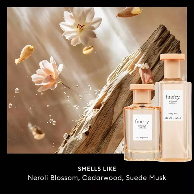 Fine'ry Floral Skin Musk Without a Trace Hair + Body Mist, Long-Lasting Fragrance Spray for Women - Citrus, Woody Scent - Orange Neroli Blossom, Cedarwood, Body Spray for Girls (5 Fl Oz)