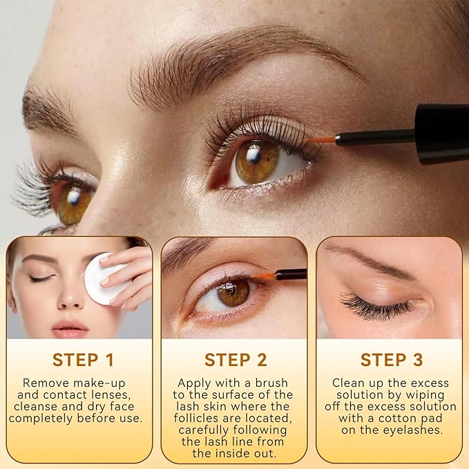 Eyelash Growth Serum, Eye Lash and Eyebrow Enhancing Serum for Women & Men - with Advanced Formula to Boost Longer Fuller and Thicker Lashes and Eyebrows, Gentle & Vegan for Sensitive Eyes (3 mL)