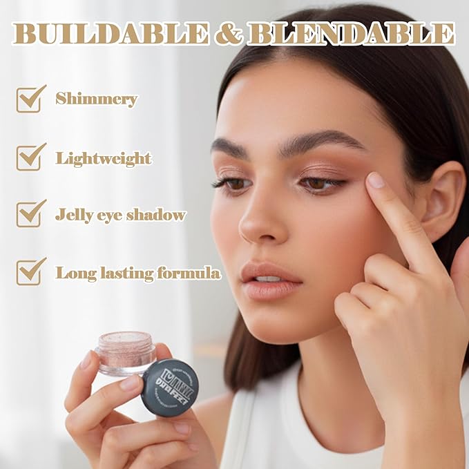 Wink Perfect Jelly Cream Eyeshadow – High-Shine Shimmer, Buildable & Long-Lasting, Lightweight Cream-to-Powder Eye Shadow, Vegan & Cruelty-Free (02 Sunset Sizzle, 0.18 oz / 5.1 g(PACK OF 1))