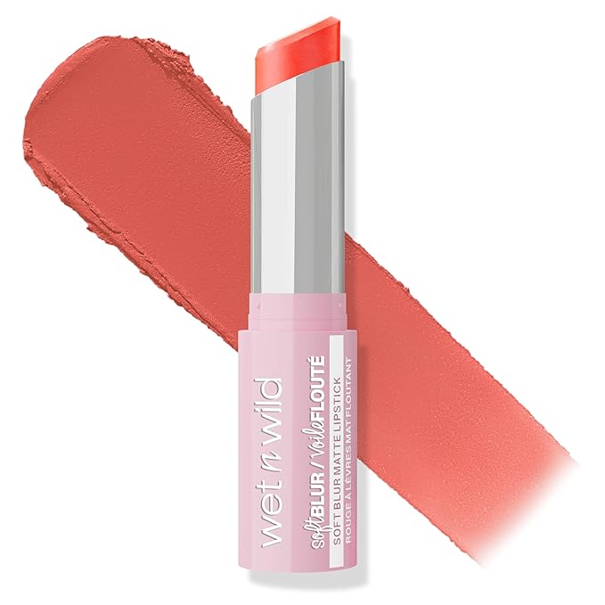 wet n wild Soft Blur Matte Lipstick, Velvety Semi-Sheer Buildable Color, Soft Matte Powdery Finish, Comfortable Wear, Vegan & Cruelty-Free - Apricot Smoothie