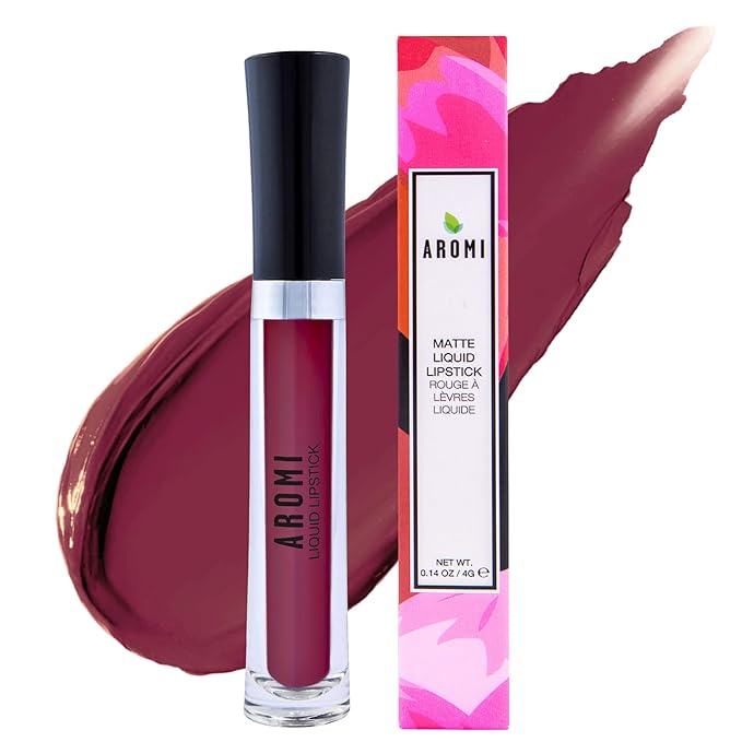 Aromi Maroon Burgundy Liquid Lipstick | Bordeaux Wine Lip Color with Blue Undertones, Vegan, Cruelty-free, Waterproof, Long-lasting (Red Dahlia) | Waterproof, Vegan, Cruelty-free, Highly Pigmented, Gluten Free