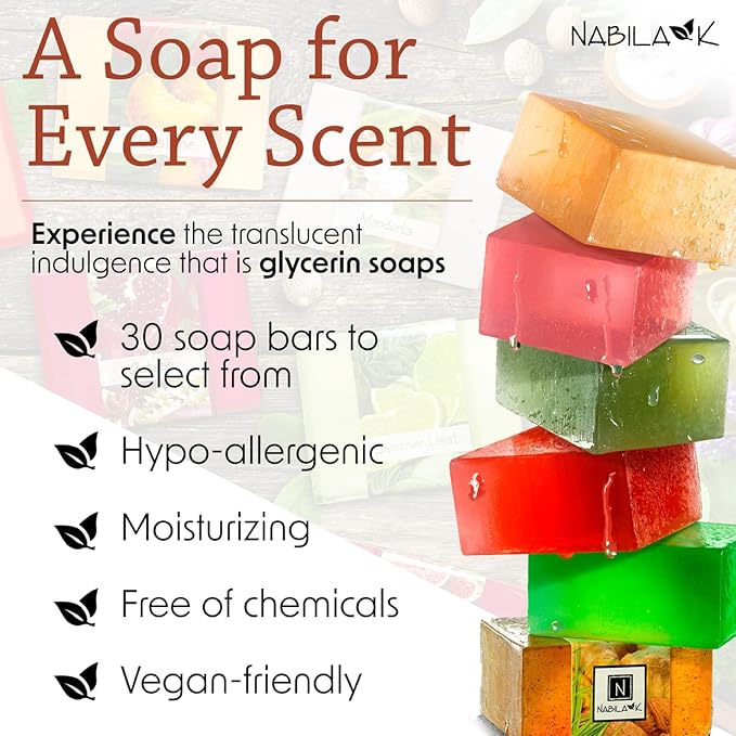 Glycerin Bar Soap Set of 10#1 - Natural, Vegan-Friendly, Hypoallergenic - Moisturizing and Hydrating with 100% Vegetable Glycerin - Sulfate-Free, Paraben-Free, Chemical-Free - 4.5 oz Each