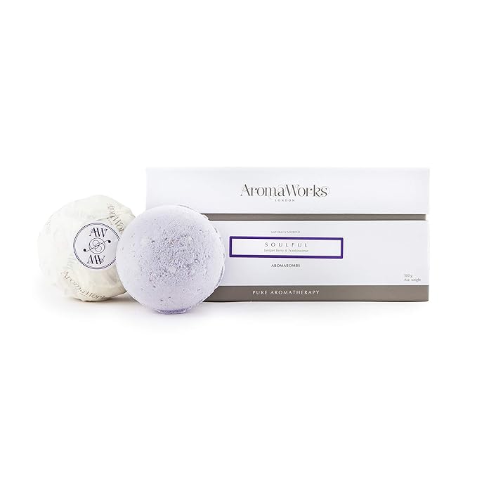 Aromaworks Soulful Aromabomb Duo - Lift Your Mind and Invigorate Your Senses - Features an Exotic, Woody Aroma - Key Ingredients of Juniper Berries, Patchouli and Frankincense - 2 X 8.81 Oz Bath Bomb