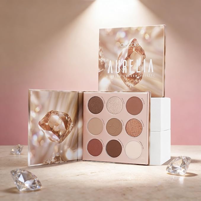docolor Eyeshadow Palette, 9 Colors Brown & Copper Tones Palette with Matte & Shimmer Finishes,Highly Pigmented Eye Makeup Palette for Everyday Glam Look