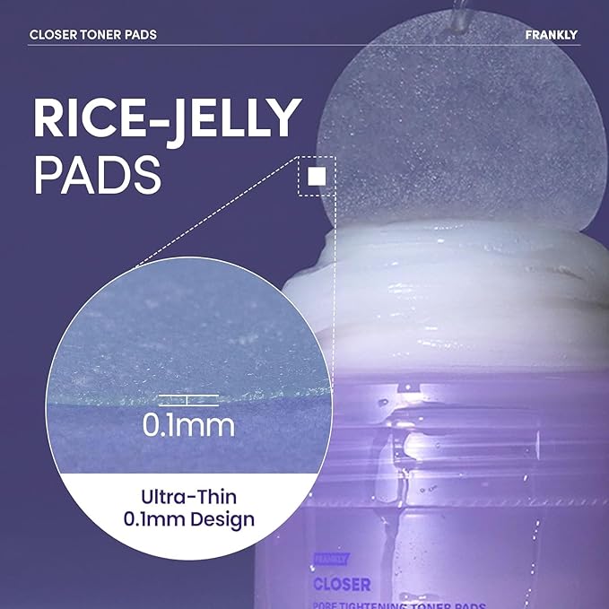 FRANKLY Pore Closer Toner Pads l Rice Jelly Pads with 9 Peptides, Vegan Collagen, Rice Extract l Pore Minimizer l Hydrating for All Skin Types l Korean Skin Care | 70 Count