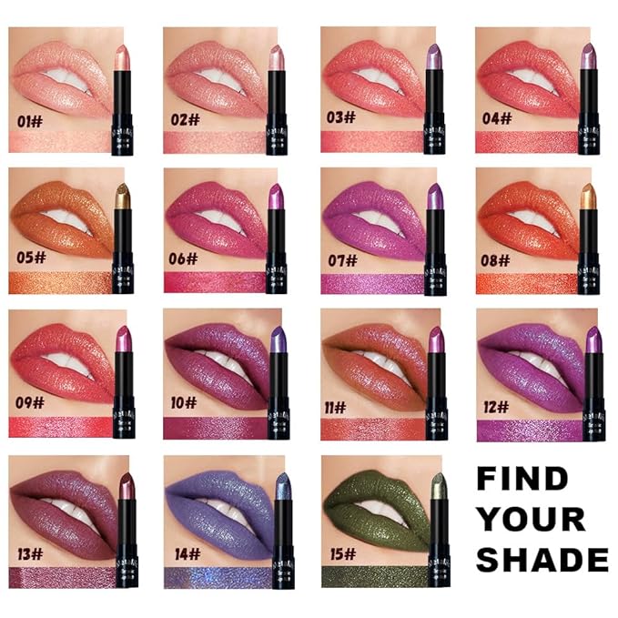 Kaely Glitter Metallic Lipstick Makeup, Shimmer Metallic Lipsticks for Women, High Pigmented Lip Gloss Long Lasting Waterproof Smudge Proof, Vegan & Cruelty-Free, 07