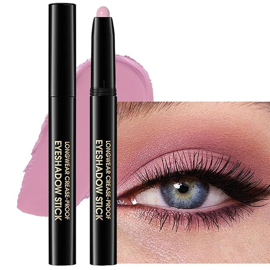 Eyeshadow Stick Matte Eye Brightener Pencil Cream Eye Shadow Eyeliner Pencil Crayon, High Pigmented Blendable Waterproof Long-Lasting Highlighter Stick Makeup, Vegan&Cruelty-Free,#5-Pink
