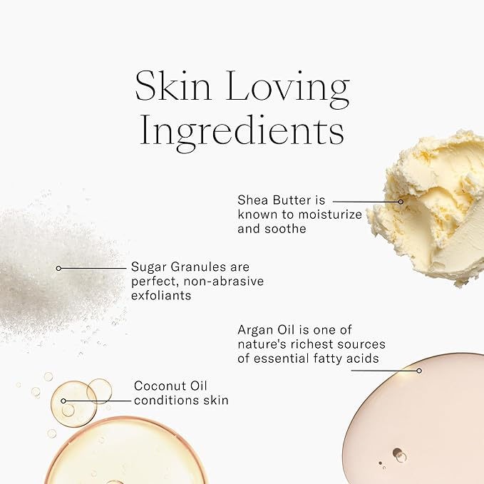 Josie Maran Argan Sugar Balm Body Scrub - Exfoliating Sugar Scrub with 100% Pure Argan Oil & Coconut Oil - Softens, Smoothes & Hydrates Dry Skin - Vegan + Cruelty Free - Baked Lemon Bliss (4.4 oz)
