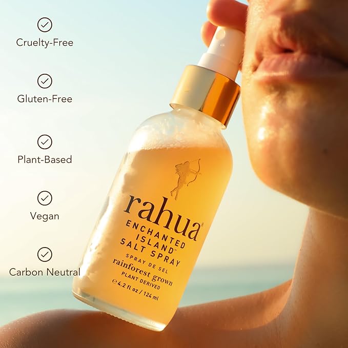 Rahua Enchanted Island Salt Spray, Vegan Texturizing Beach Waves Spray, Made with Sea Salt, Passion Fruit, Aloe, Morete Oil & Guayusa, Styling Mist for Natural Volume, For All Hair Types, 4.2 Fl Oz