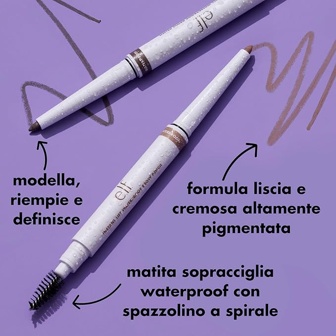 e.l.f. Instant Lift Waterproof Brow Pencil, Long-Lasting Eyebrow Pencil For Grooming & Shaping Brows, Vegan & Cruelty-free, Grey (Pack of 2)
