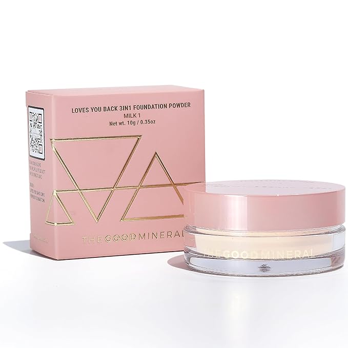 The Good Mineral Loves-You-Back 3in1 Mineral Powder Foundation (Milk 1) | Designed for Rosacea, Acne-Prone, Sensitive Skin | 3IN1 - Concealer, Powder and Foundation | Natural + Lightweight