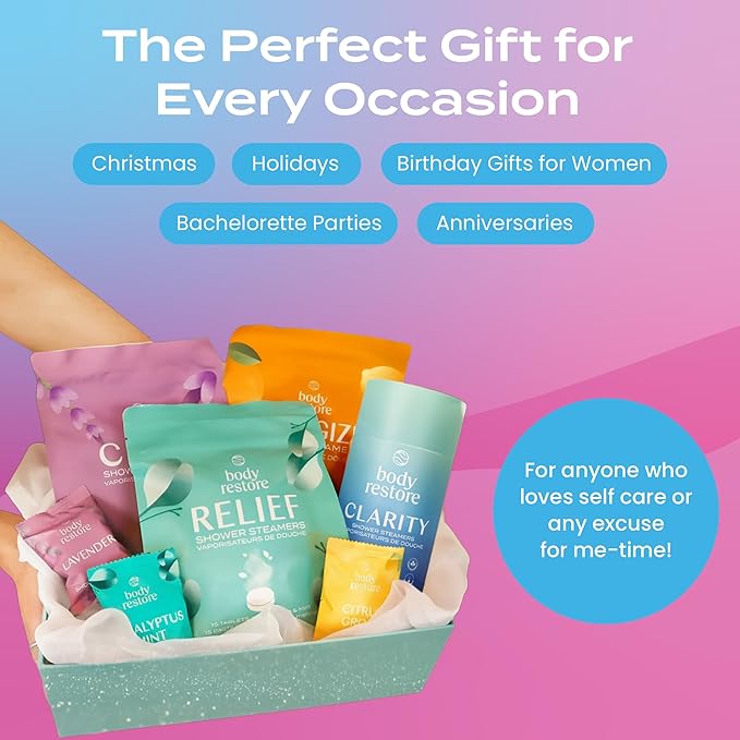 Body Restore Shower Steamers Aromatherapy 12 Pack – Birthday Gifts for Women, Men, Travel Essentials, Stress Relief, Relaxation, Self Care, Bath Bombs – Bloom