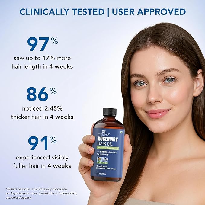 Botanic Hearth Hair Oil for Hair Growth | Rosemary Oil for Hair Growth with Biotin, Castor & Jojoba | Hair Relaxers & Dry Scalp Treatment | Color Safe | All Hair Types | 2 fl oz