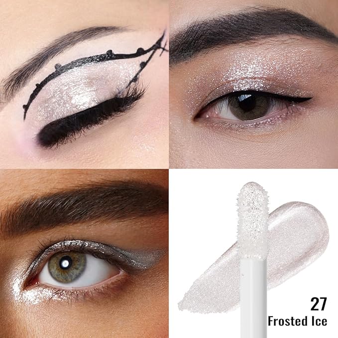 Oulac Liquid Glitter Eyeshadow Liquid Eyeshadow White Eye shadow| Liquid Eyeliner Shimmer Eye Makeup| Non-creasing Lightweight Moisturizing Formula Easy to Remove. Vegan & Cruelty-Free (27)