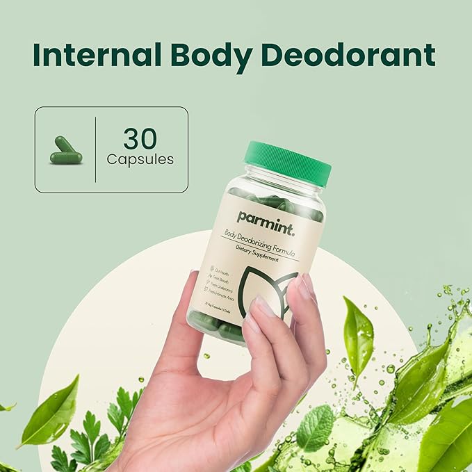 Whole Body Natural Deodorizing Supplement, Vegan & Organic Internal Freshness Capsules for Underarms Odor, Bad Breath, Old People Smell, Feet Odor, Gluten Free, 30 Capsules 1 Daily (1-Month Supply)